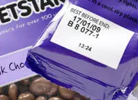 thermal transfer coding on chocolate packet