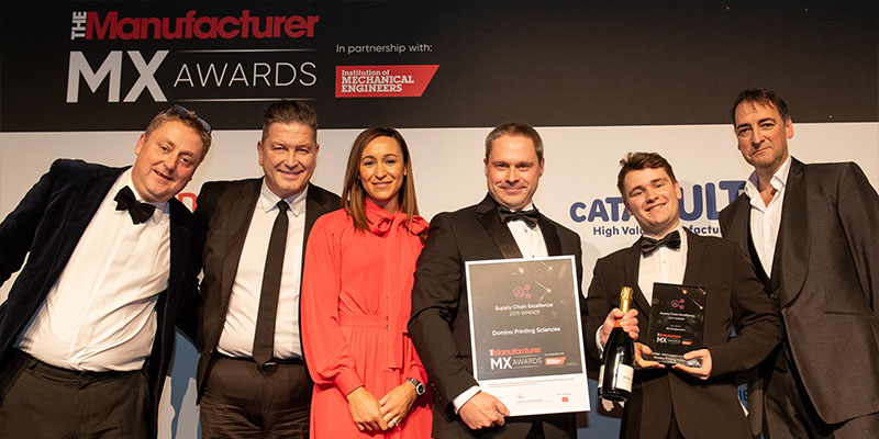 Domino Printing wins big at the Manufacturer MX awards 2019, presented alongside Jessica Ennis-Hill and Alistair McGowen