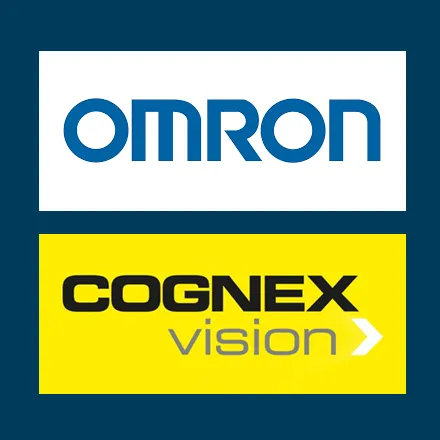완벽한 추적성과 제품 고유 식별을 보장하는 Omron 및 Cognex 로고, 도미노 비전 시스템
